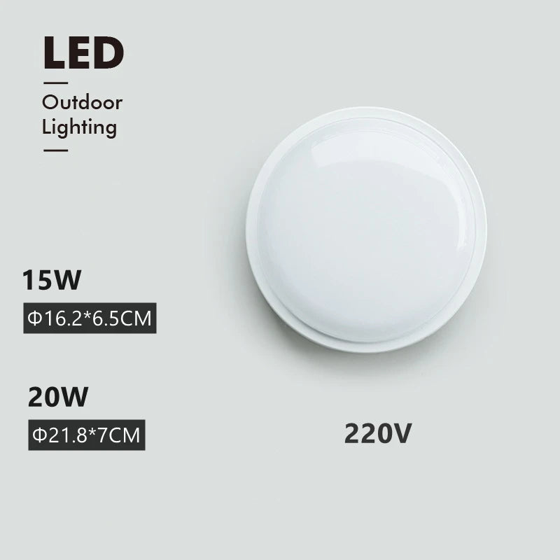 15W 20W Outdoor LED Wall Lamp AC220V Waterproof Garden Porch Surface Mounted Sconce Light Bathroom Moistureproof Ceiling Light