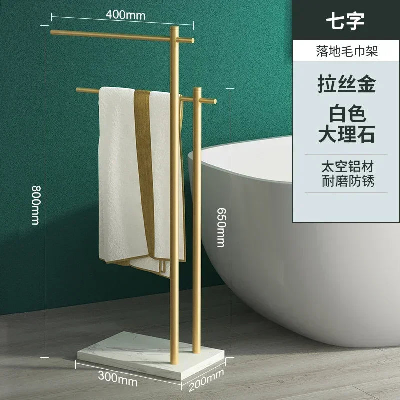 Marble Floor Towel Rack Luxury Bath Towel Stand Storage Shelf Elegant Style Organizer Bathroom Storage