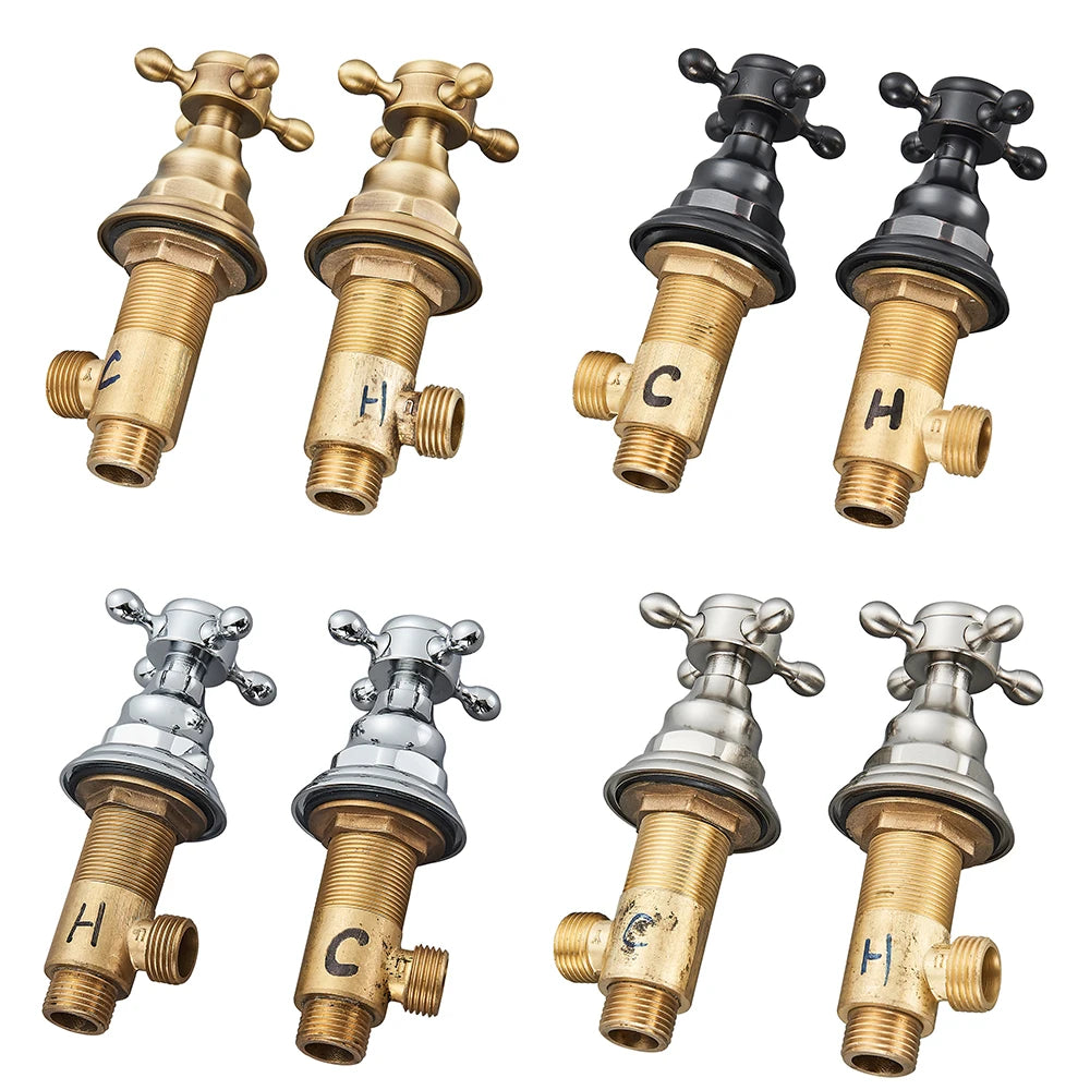 2pc Handles for Basin Faucet Deck Mounted Brass Hot and Cold Control Valve Mixer Handle Bath Faucet Switch Handles for Bathroom