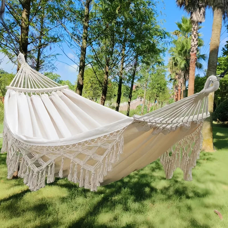Single Wide Thick Canvas Hammock Outdoor Camping Backpackaging Leisure Swing Portable Hanging Bed Sleeping Swing Hammock