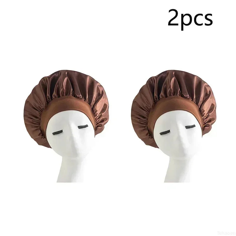 Women Satin Solid Sleeping Hat Night Sleep Cap Hair Care Bonnet Nightcap For Women Men Unisex Cap Bonnet De Nuit Shower Turban
