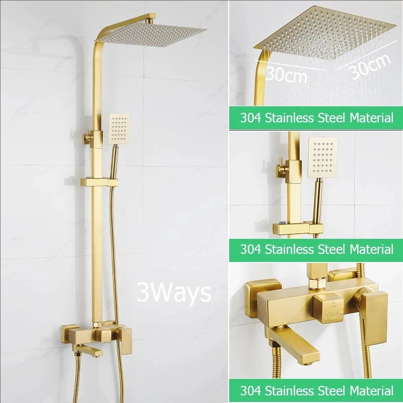 OXG Brushed Nickel Gold Shower Faucet Bathroom Shower Mixer Crane Shower System Rainfall Shower Set Rain Column Bidet Faucet