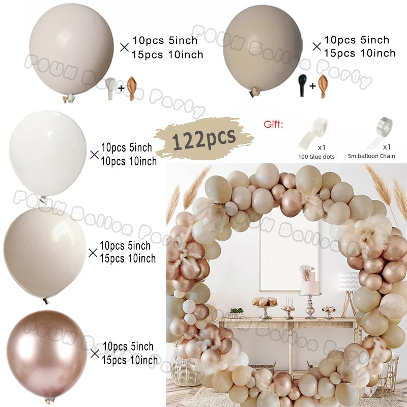 Sand White and Gold Balloon Garland Arch Kit for Bridal Wedding Engagement Baby Shower Latex Balloons Birthday Party Decorations