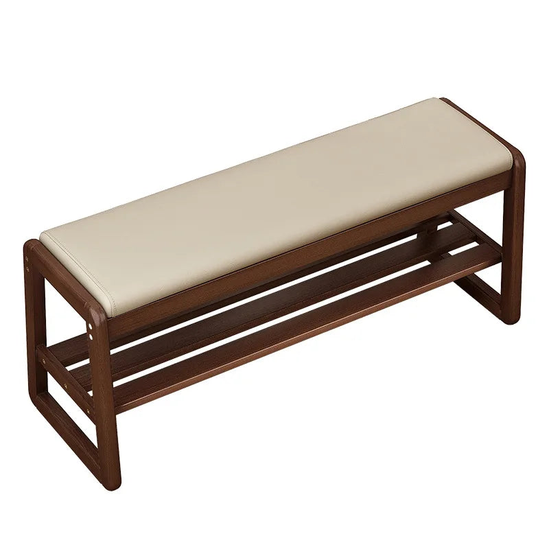 Modern Solid Wood Shoe Bench Entryway Multilayers Storage Stool Luxury Design for Hallway Bedroom Wide and Comfortable