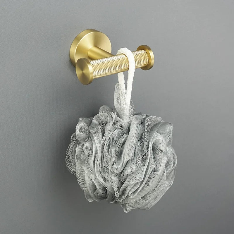 Brushed Gold Stainless Steel Bathroom Hardware Set Towel Rack Coat Hook Towel Bar Toilet Paper Holder Soap Dish Accessories