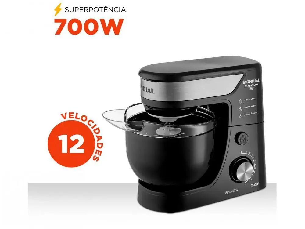 Black and Inox Mondial Planetary Mixer 700W - 110V