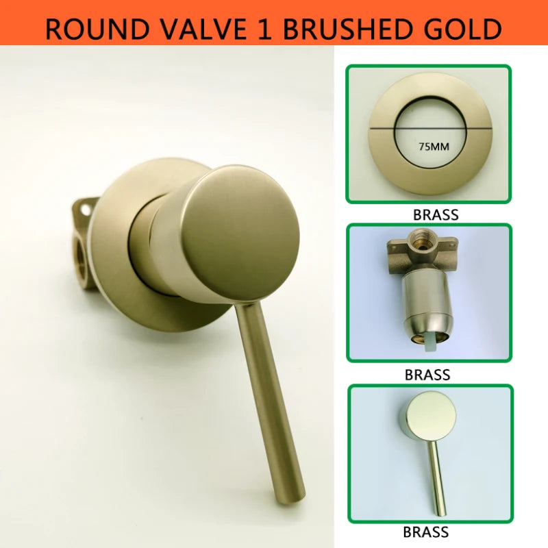 Solid Brass Valve Mixer Faucet Chrome/Matt Black/Brushed Gold/Grey In Wall Concealed Body Shower Basin Faucet Connector