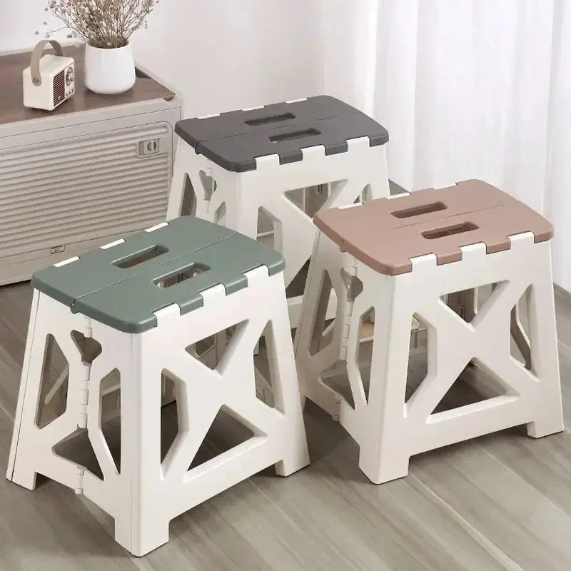 Stool with Handle Lightweight Plastic Foldable Step Stool Home Outdoor FishingChair Simple -slip Convenient and Easy To Carry