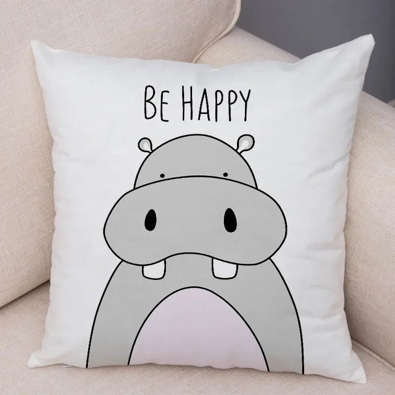 Nordic Zebra Hippo Giraffe Lion Crocodile Pillow Case Decor Animal Cushion Cover for Sofa case  Covers