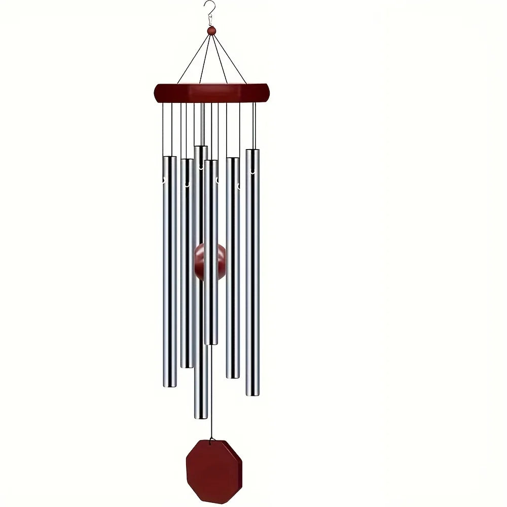 1pcs Hanging 6 Metal Tubes Solid Wood Wind Chime for Outdoor Garden Terrace Decoration Wind Chime Craft