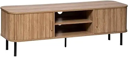 Colva TV Stand with 2 Sliding Doors – Adjustable Shelf – Storage 4 Compartments for Room,