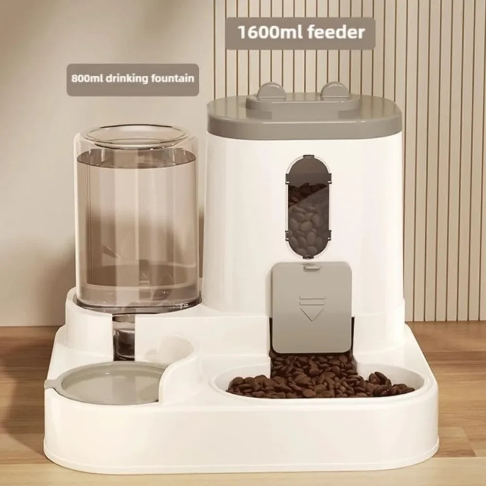 Two-in-OnePet Home Feeding and Drinking Water Integrated Automatic Water Feeder Automatic Feeder Cat and Dog Water Food Pet Bowl