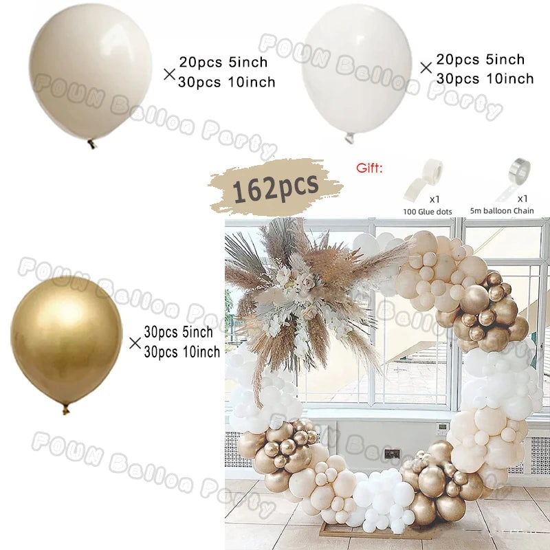 Sand White and Gold Balloon Garland Arch Kit for Bridal Wedding Engagement Baby Shower Latex Balloons Birthday Party Decorations