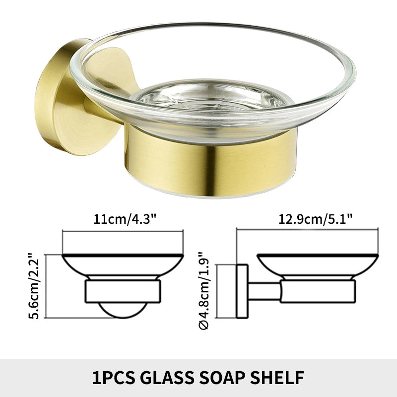 High Quality Soap Rack Wall Mounted Stainless Steel Brushed Gold Chrome Black Rose Gold Soap Dish Holder Bathroom Set