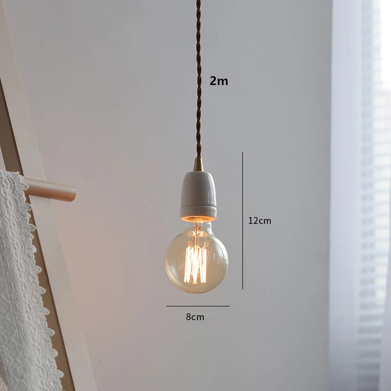 Vintage ceramic bedside pendant lamp Art single head dining room table pendant lamp Creative personality Mini pendant lamp