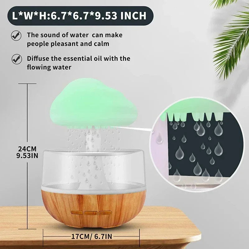 Cloud Humidifier Rain Colorful Mushroom Raindrop Sleep Aid  Atmosphere Lamp Night Light Essential Oil Humidifier Room Desktop