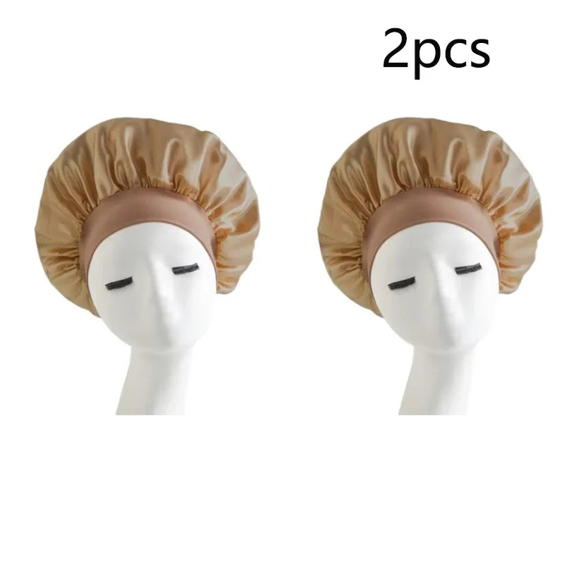 Women Satin Solid Sleeping Hat Night Sleep Cap Hair Care Bonnet Nightcap For Women Men Unisex Cap Bonnet De Nuit Shower Turban