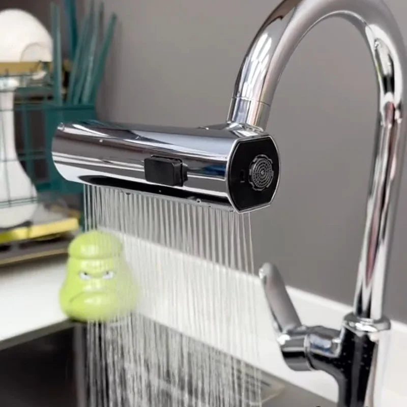 Premium Copper 360° Swivel Kitchen Faucet Head - 3 Modes (Bubble/Blade/Waterfall) Anti-Splash & High Pressure