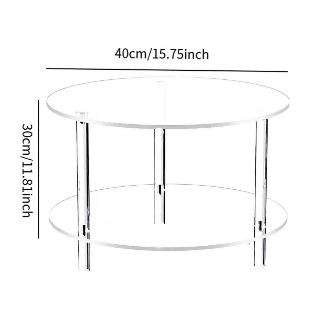 Acrylic Round Side Table, Easy Assembly for Small Space Small Furniture End Table for Balcony Bedroom Bathroom Office Hallway