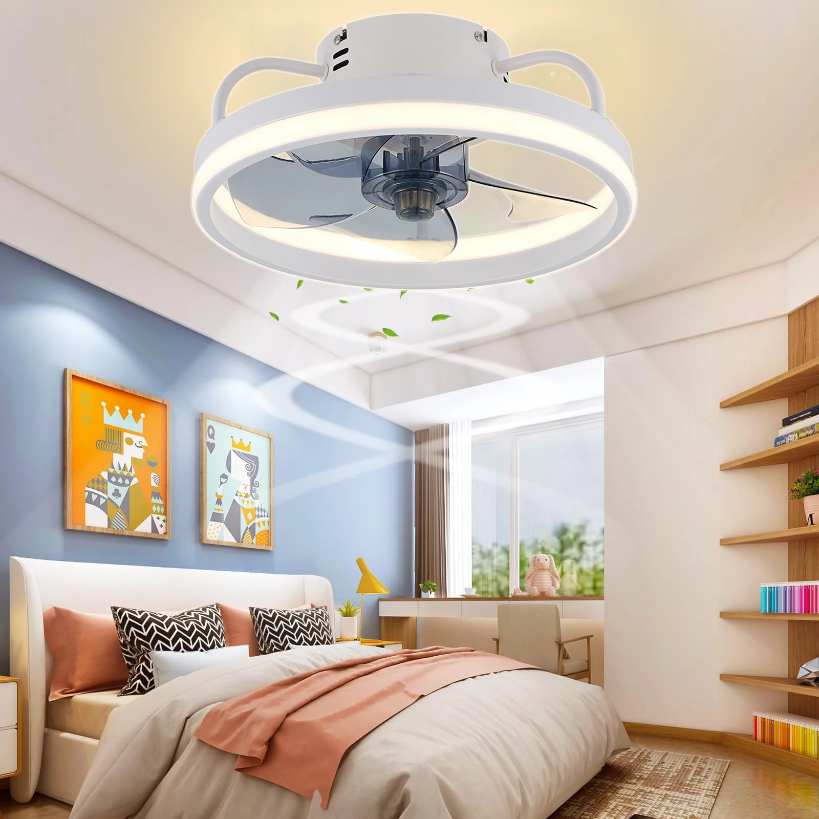 Smart Fan Light with Remote Control Modern Dilent Dimmable LED Ceiling fan with Light for Home Kitchen Living Room Bedroom