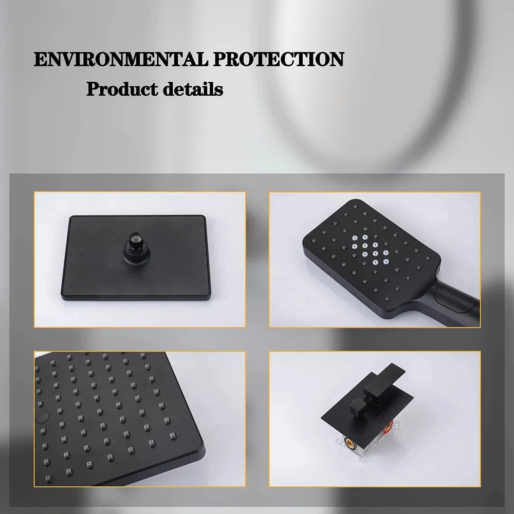 DQOK Thermostatic Shower Faucet Chrome  Bathroom  Shower Mixer Set Waterfall Rain Shower System Bathtub Faucet Taps