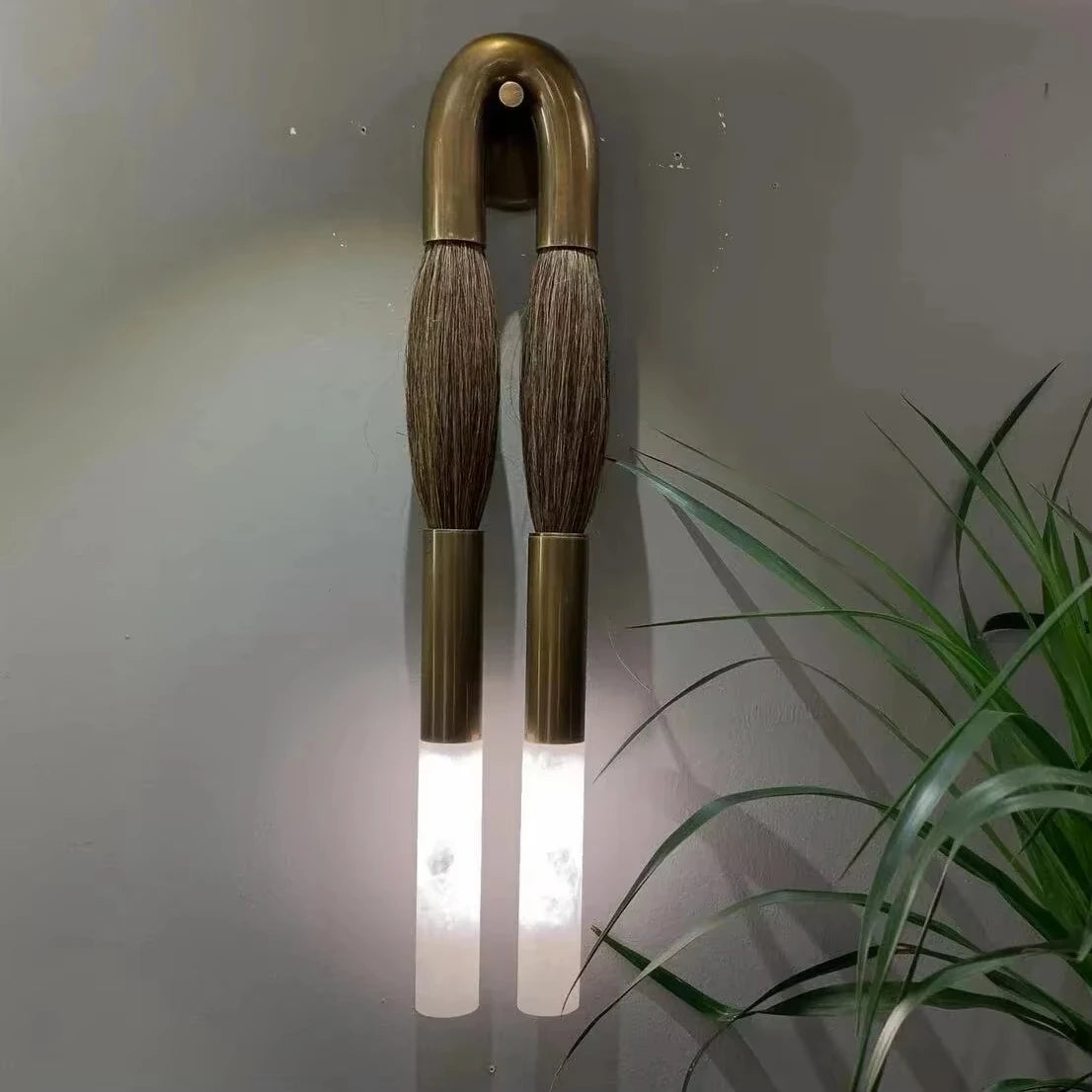 Horsehair Kitchen Chandelier Luxury Retro Copper Decoration LED Villa Lights Bedroom Background Wall Light Living Room Wall Lamp