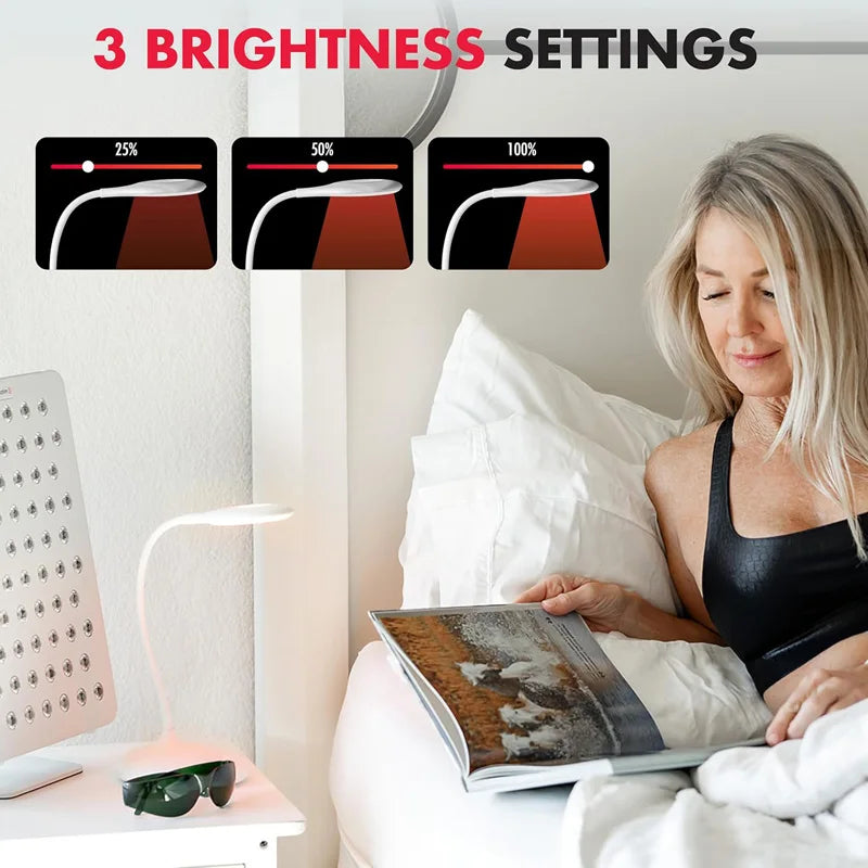 620nm Red Table Lamp Touch Sensitive With Standing Dimmable NO Blue Desk Reading Lights USB Rechargeable Migraine Relieve