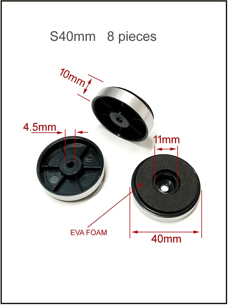 Furniture Electrical Appliances Speaker Legs Anti Slip Vibration Reduction Gold And Silver Frame Plastic Foot Pads