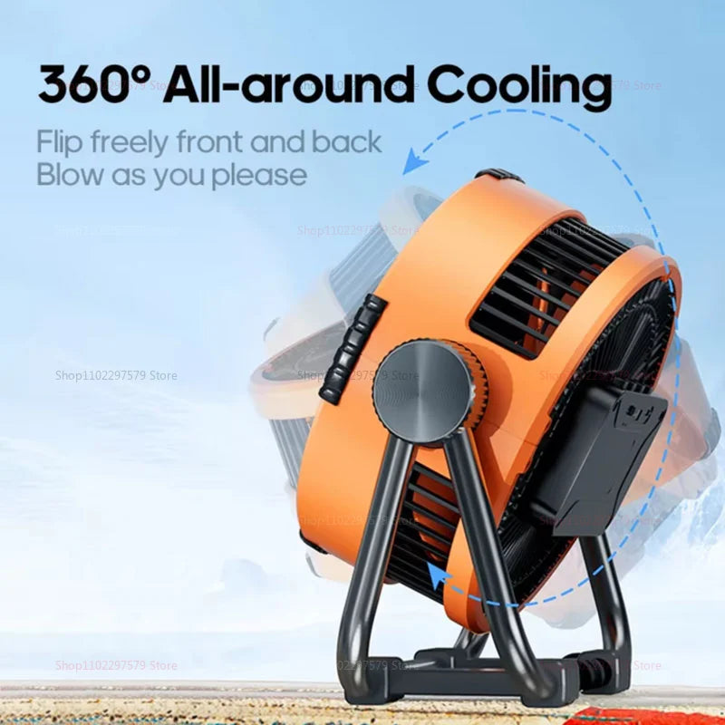 Upgraded 6-in-1 portable camping fan 20000mah rechargeable outdoor fan 4-speed air circulator for camping, hiking, beach picnics