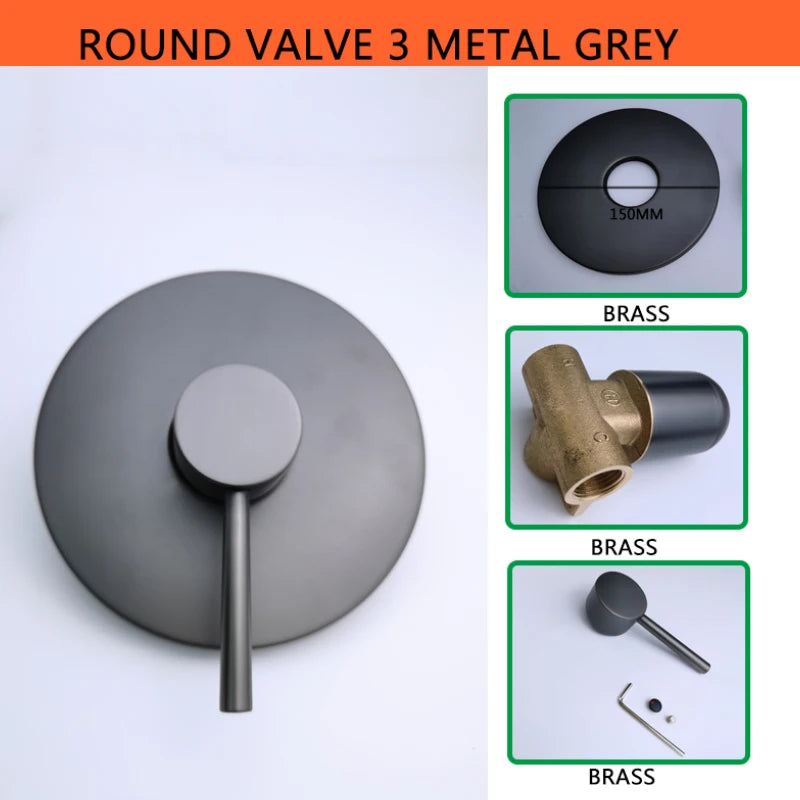 Solid Brass Valve Mixer Faucet Chrome/Matt Black/Brushed Gold/Grey In Wall Concealed Body Shower Basin Faucet Connector