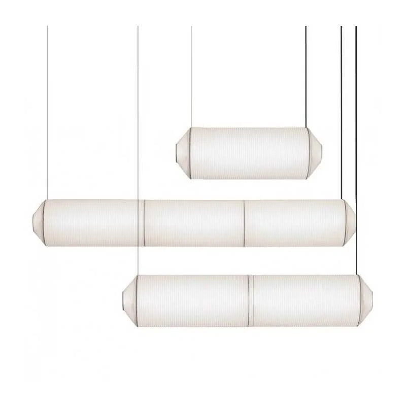 Wabi sabi Pendant Light Tekio Horizontal lighting white cylinder light fabric lampshades Living Room farmhouse light fixtures