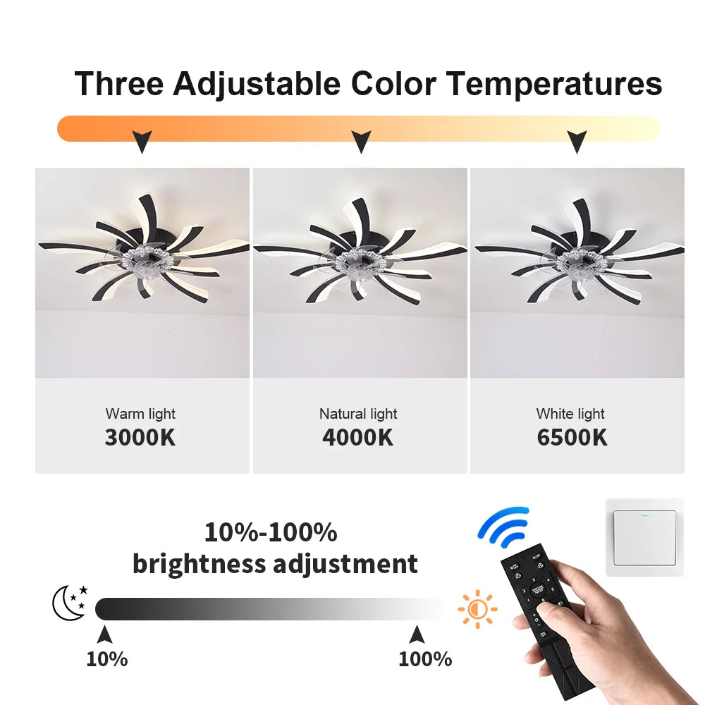 Ceiling Fan Lights For Living Children's Bedroom Dining Room Fixture Indoor Lighting Remote Control Dimmable Lamps Lustres