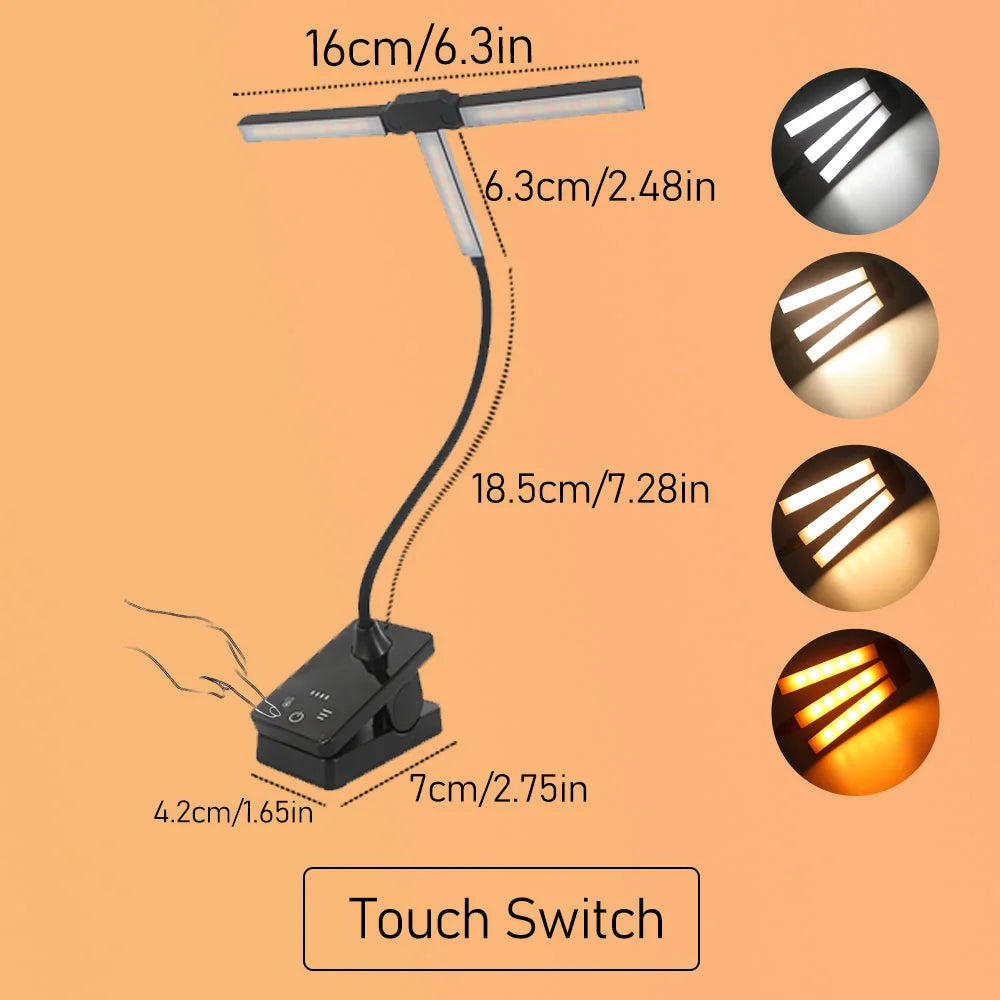 Eye-care 51 LED Clip Reading Book Lamp 4 Colors Modes Adjustable Brightness Flexible Rotating Desk Lights Bedroom Night Light