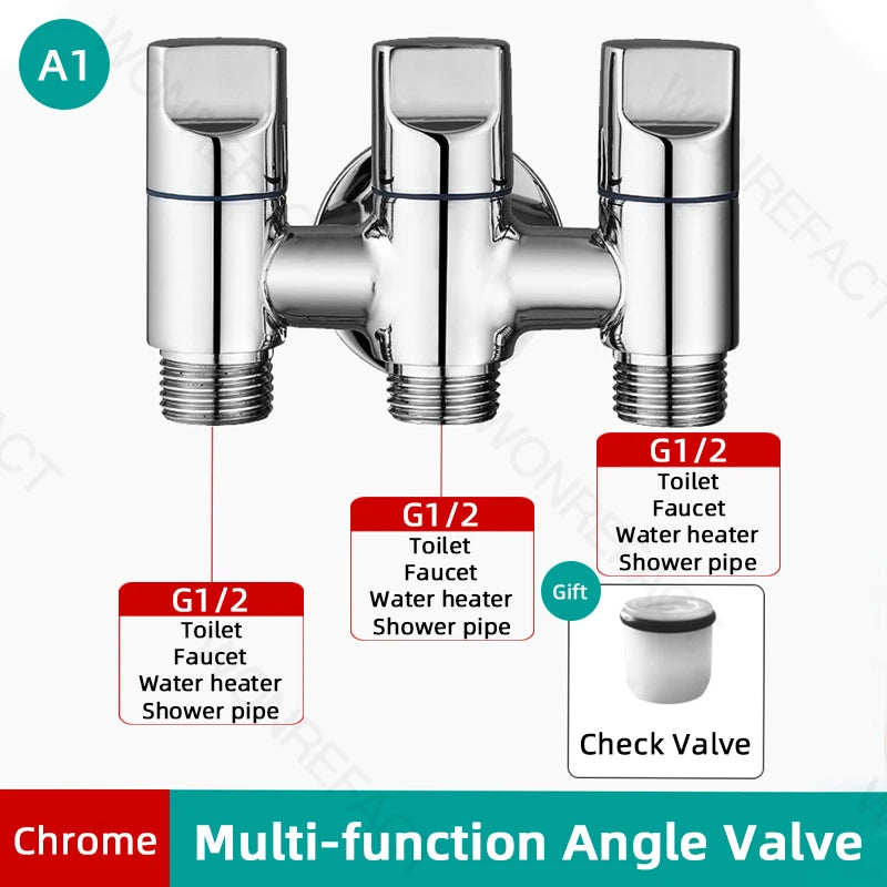G1/2  Multi Function Washing Machine Faucet Brass Water Stop Quick Opening Angle Valve Wall Mounted  Bathroom Tool Accessories
