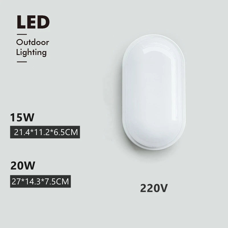 15W 20W Outdoor LED Wall Lamp AC220V Waterproof Garden Porch Surface Mounted Sconce Light Bathroom Moistureproof Ceiling Light