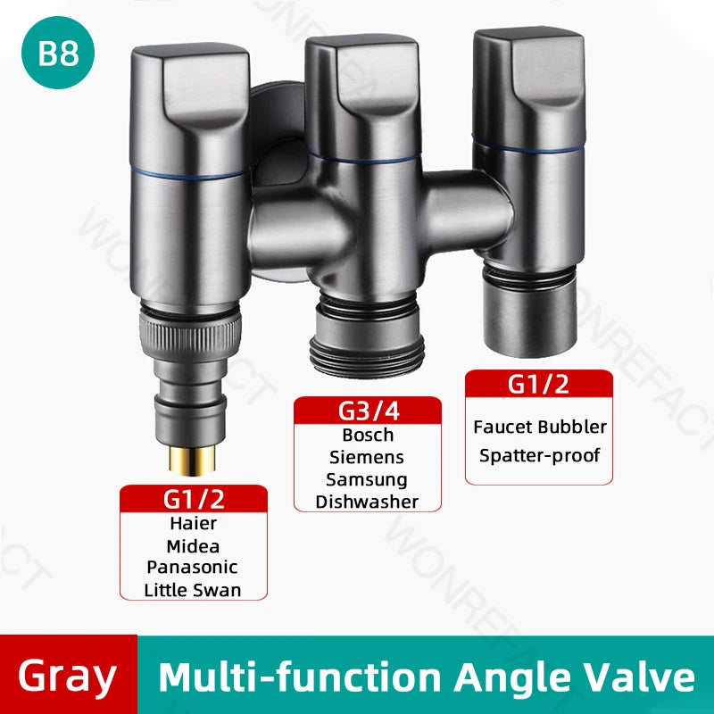 G1/2  Multi Function Washing Machine Faucet Brass Water Stop Quick Opening Angle Valve Wall Mounted  Bathroom Tool Accessories