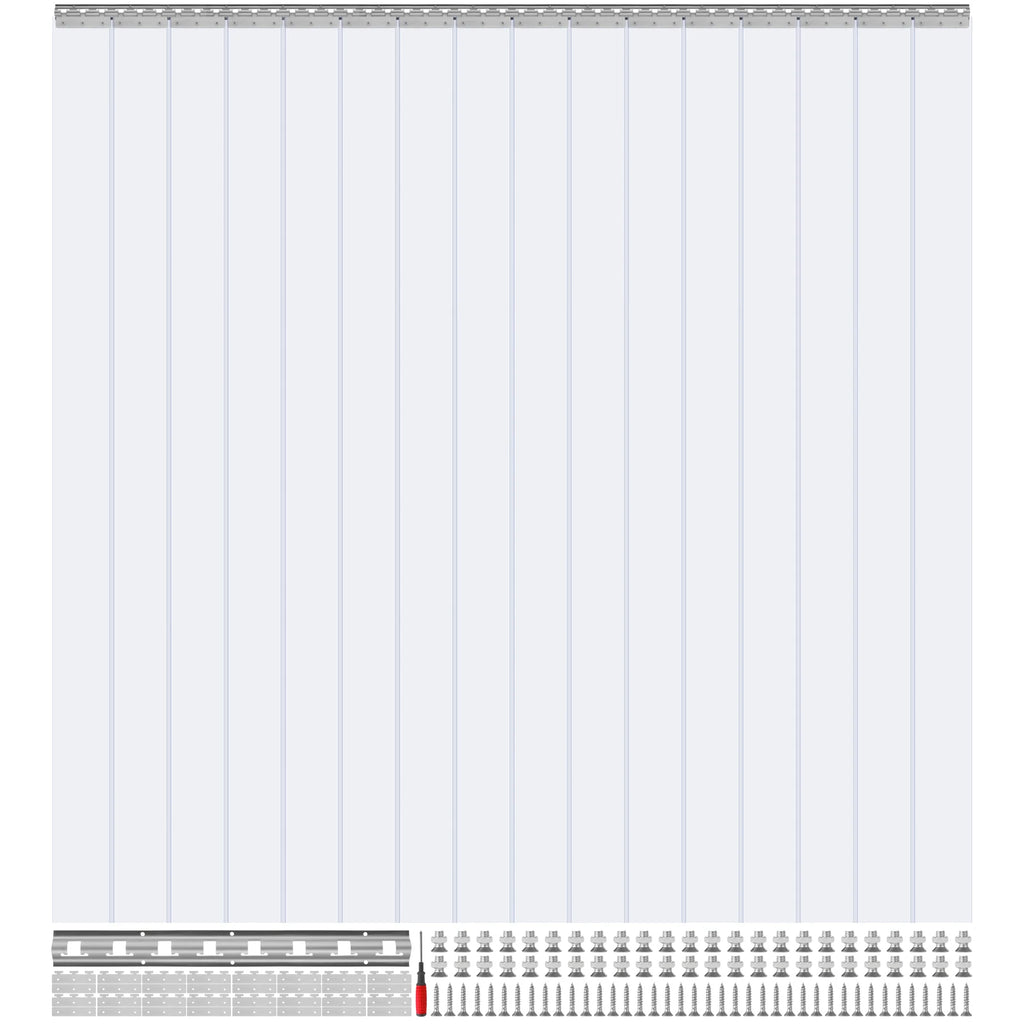 SucceBuy 96" x 96" Strip Curtain 0.08" Thickness Clear Smooth Plastic Door Strips PVC Curtains for Warehouses Walk in Freezers