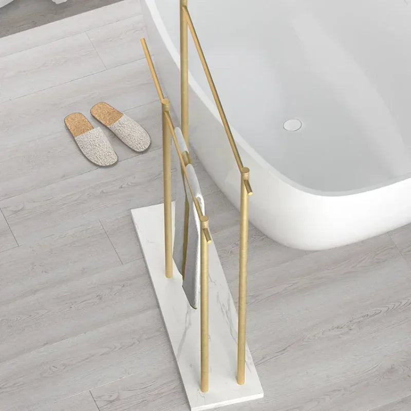 Marble Floor Towel Rack Luxury Bath Towel Stand Storage Shelf Elegant Style Organizer Bathroom Storage