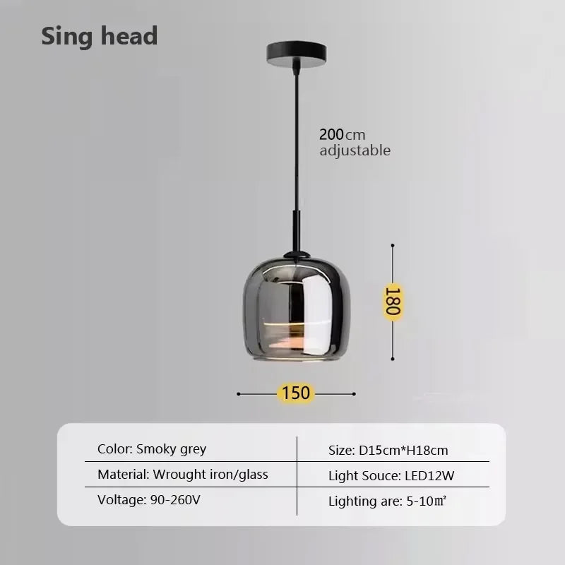 Glass Pendant Lights Modern Plating For Living Room Bedroom Restaurant Bar Hotel Indoor Warm Light Decorative LED Lighting