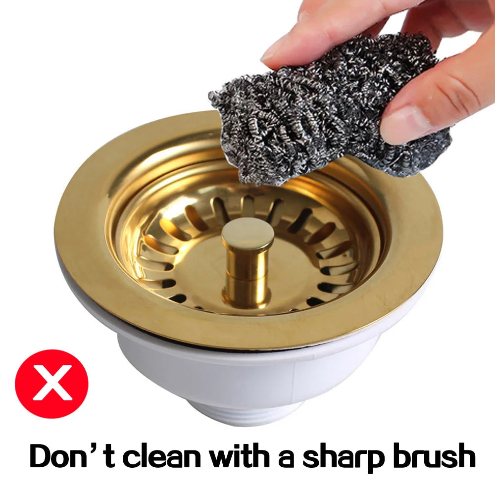 Talea Drain Sink Strainer 114mm Steel Ball Bowl Body Downcomer Gold Plated  PVD Material Sink Accessories XK223C034
