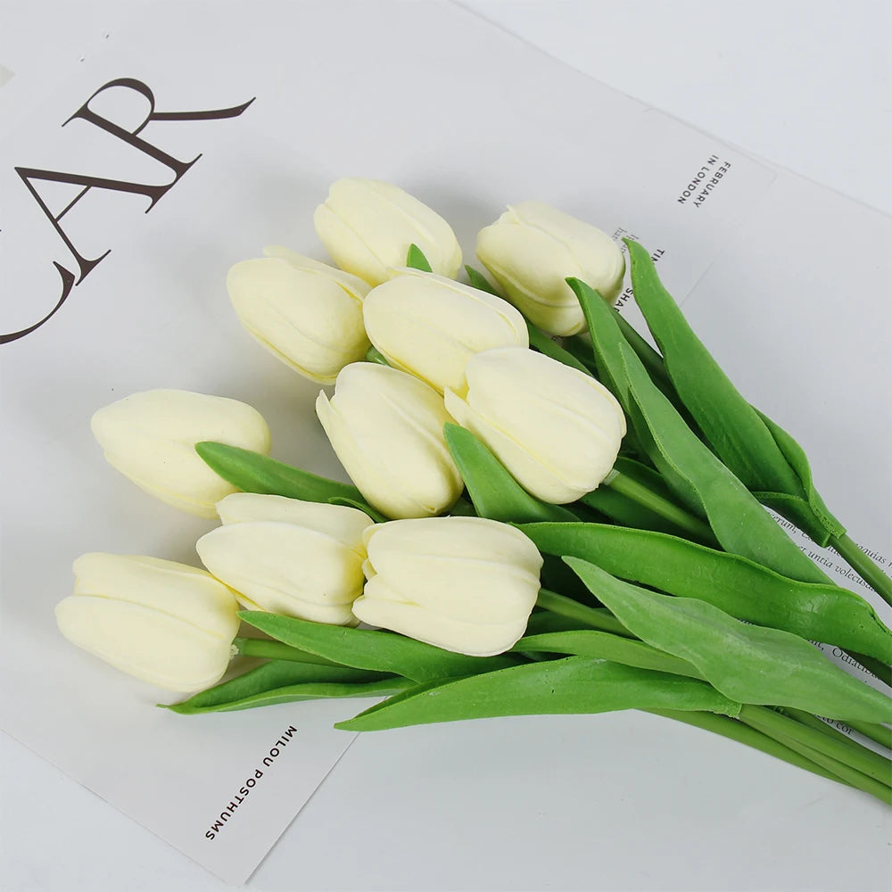 5 PCS Tulips Artificial Flowers Bunch Real Touch Tulip Flowers for Home Wedding Fake Flowers Bridal Bouquet Decoration