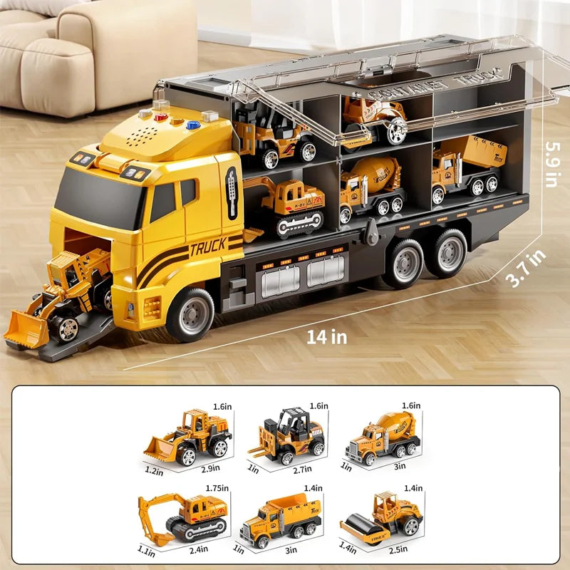 Children Transportation Firefighting Truck Set Equipped With 6 Small Engineering Vehicle Toy Car Suitable As A Gift For Children
