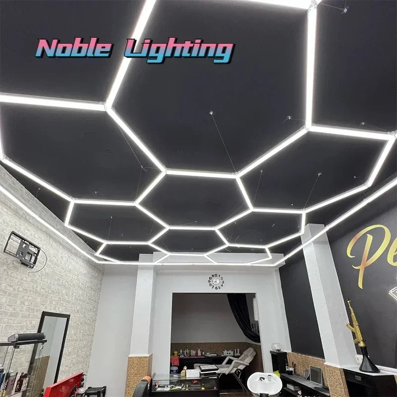 Muiti Garage Light Hexagon Led Lights Lamp Highly Efficient Honeycomb LED Light Customized for Barber Ceiling Lighting Workshop