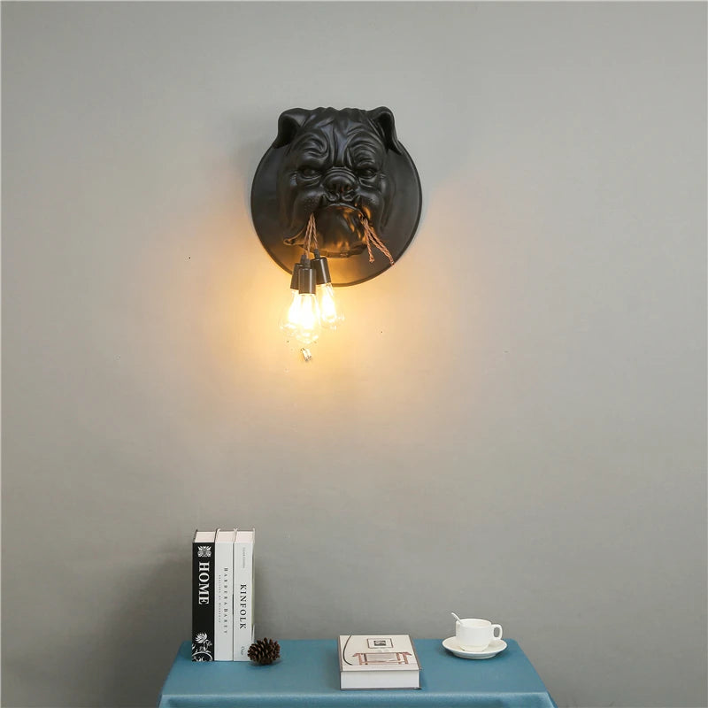 Modern Gorilla Resin Wall Lamps Art Deco Led Wall Sconce Kitchen Light Home Loft Industrial Vintage Luminaire Bulldog Wall light