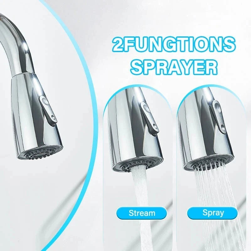 Pull Out Kitchen Faucet 360 Rotate Shower/Stream Sprayer Head Mixer Hot and Cold Water Tap Deck Mounted