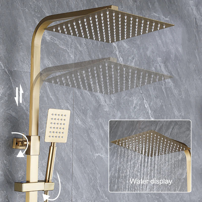 OXG Brushed Nickel Gold Shower Faucet Bathroom Shower Mixer Crane Shower System Rainfall Shower Set Rain Column Bidet Faucet