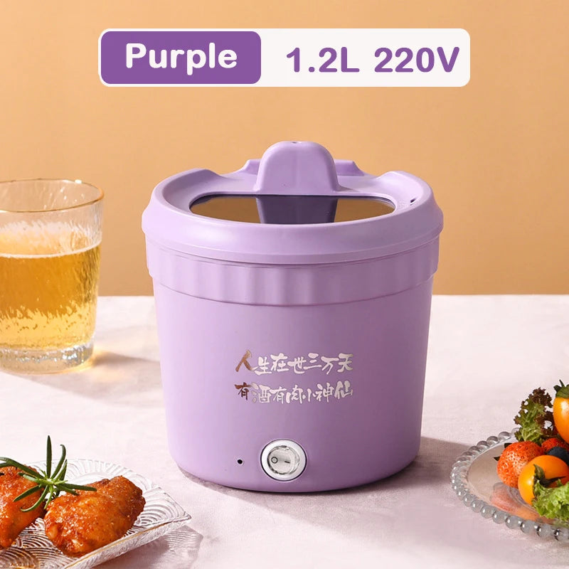 110V Mini Electric Cooking Pot Multifunctional Rice Cooker Hot Pot Instant Noodles Porridge Omelette Quick Food Pot Frying Pan