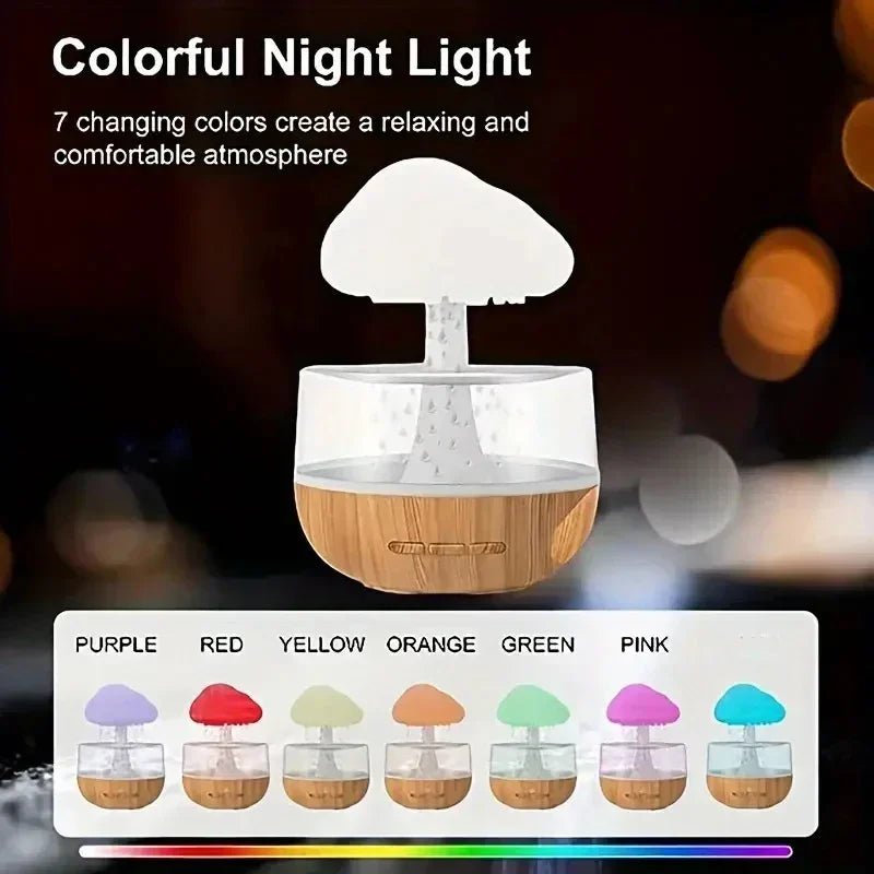 Cloud Humidifier Rain Colorful Mushroom Raindrop Sleep Aid  Atmosphere Lamp Night Light Essential Oil Humidifier Room Desktop