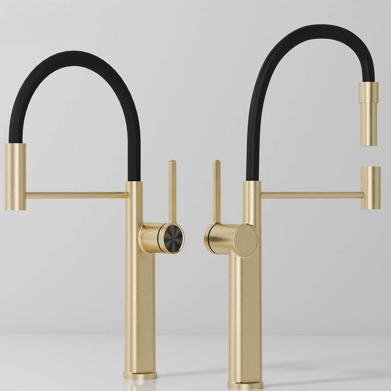 Brushed Gold Pull Down Kitchen Faucet with Magnetic Docking, 360° Rotate, Multi-Function Spray for Sink, Vegetable Basin Tap