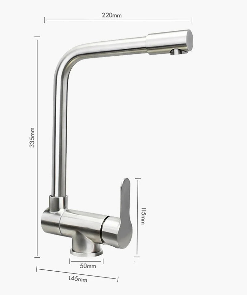 Stainless Steel Inner Window Folding Kitchen Faucet 360 Degree Swivel Hot Cold Mixer Water Tap Lead-Free Bathroom Sink Faucet
